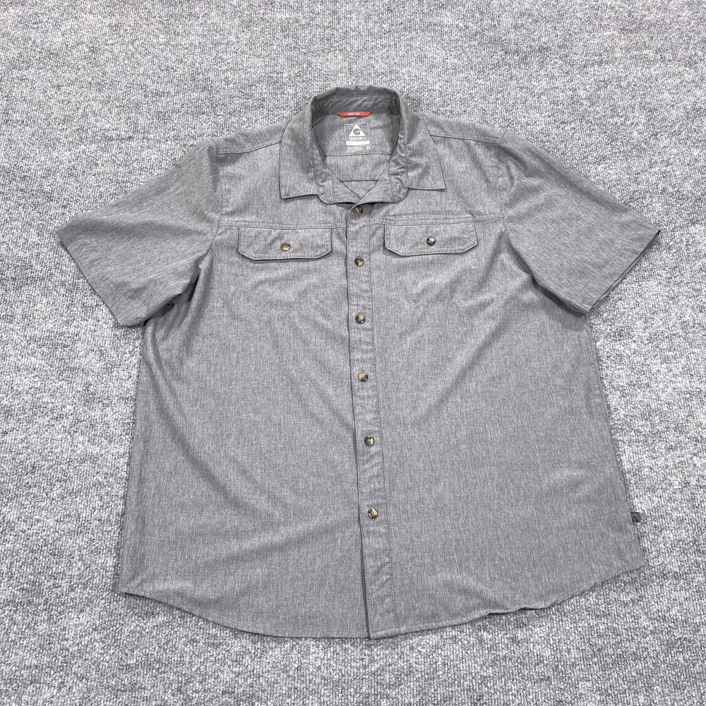 Gerry Shirt Mens XL Gray Short Sleeve Button Up Hiking Lightweight Relaxed Fit